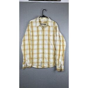 BKE 67 Shirt Mens XL Yellow Plaid Long Sleeve Button Front Casual Western Woven